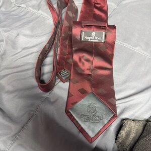 Angelo Rossi Men's Burgundy Diamond-Pattern Tie